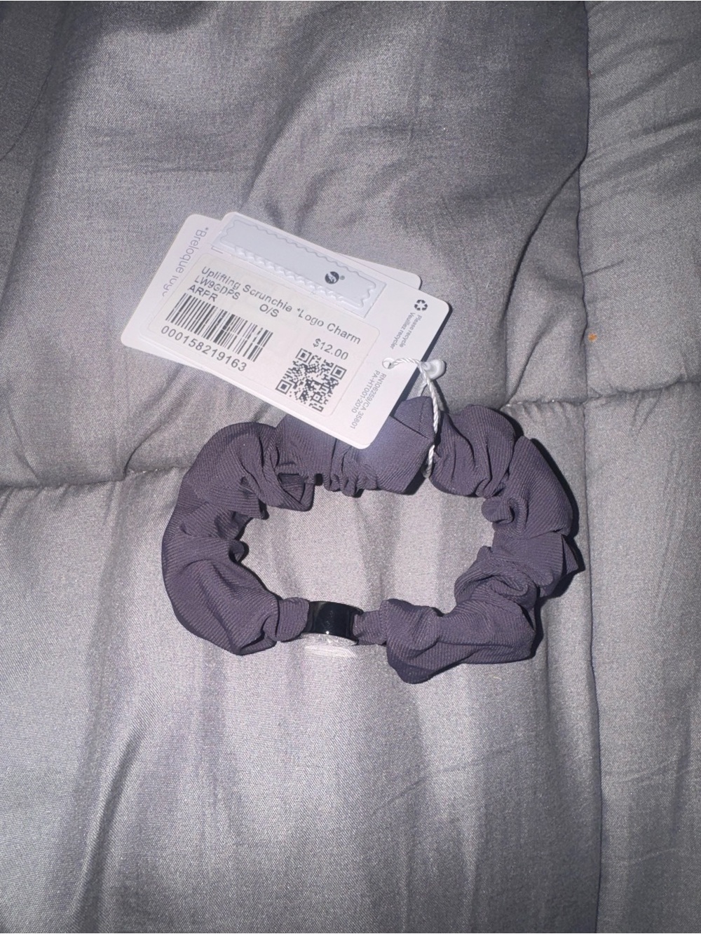 lululemon athletica Lavender Hair Scrunchie with Logo Charm